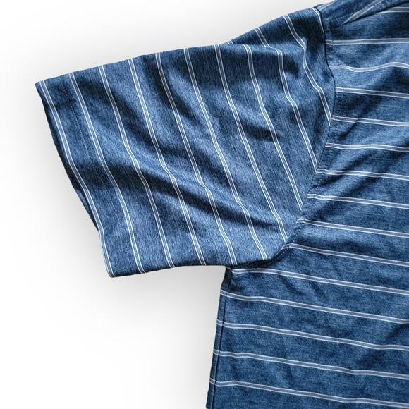 Pebble Beach Dry-Luxe Performance Striped Blue Short Sleeve Polo Men Sz M - Picture 5 of 5